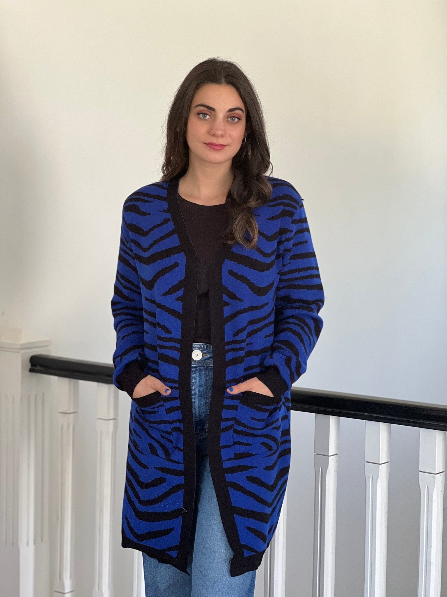 Chaleco Largo Cebra Azul Moda Todo por ti 