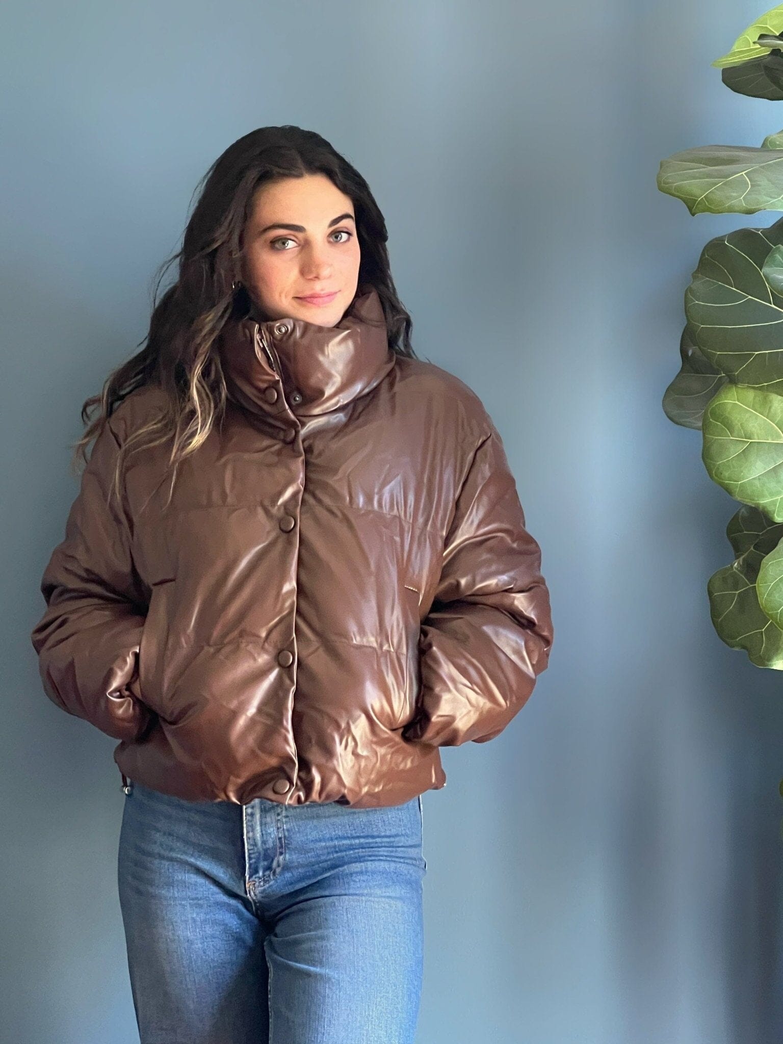 Chaqueta Ecocuero Café Moda Deco por ti 