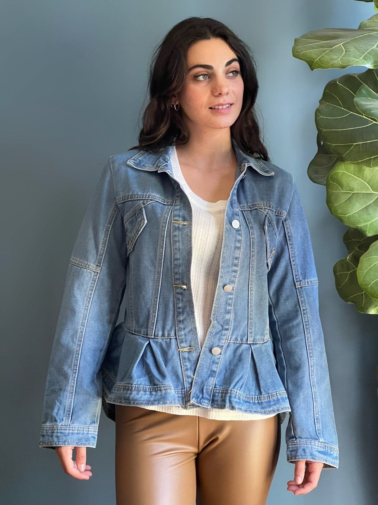 Chaqueta Vuelos Cadera Celeste Moda Deco por ti 