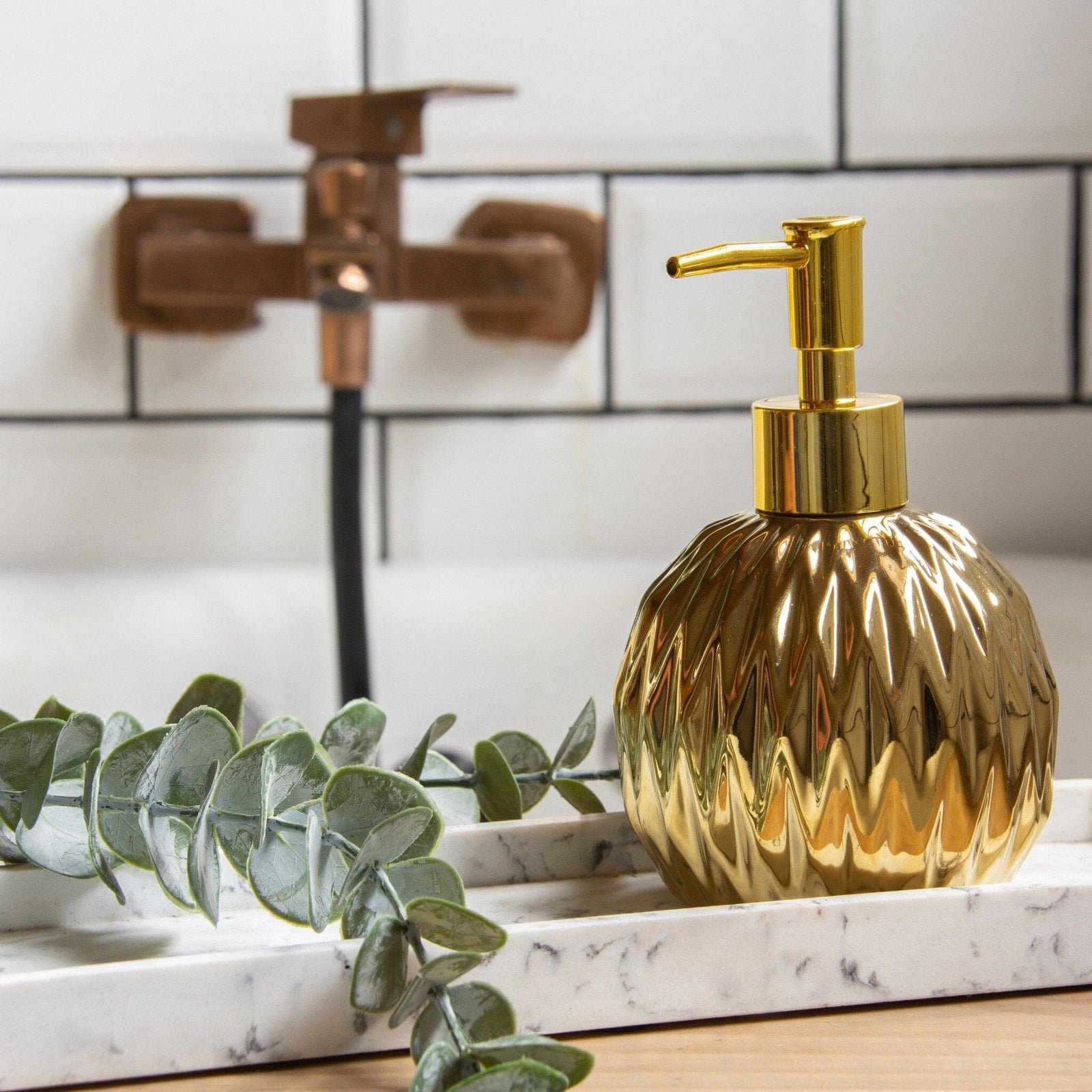 Jabonera Redonda Dorada Deco por ti 