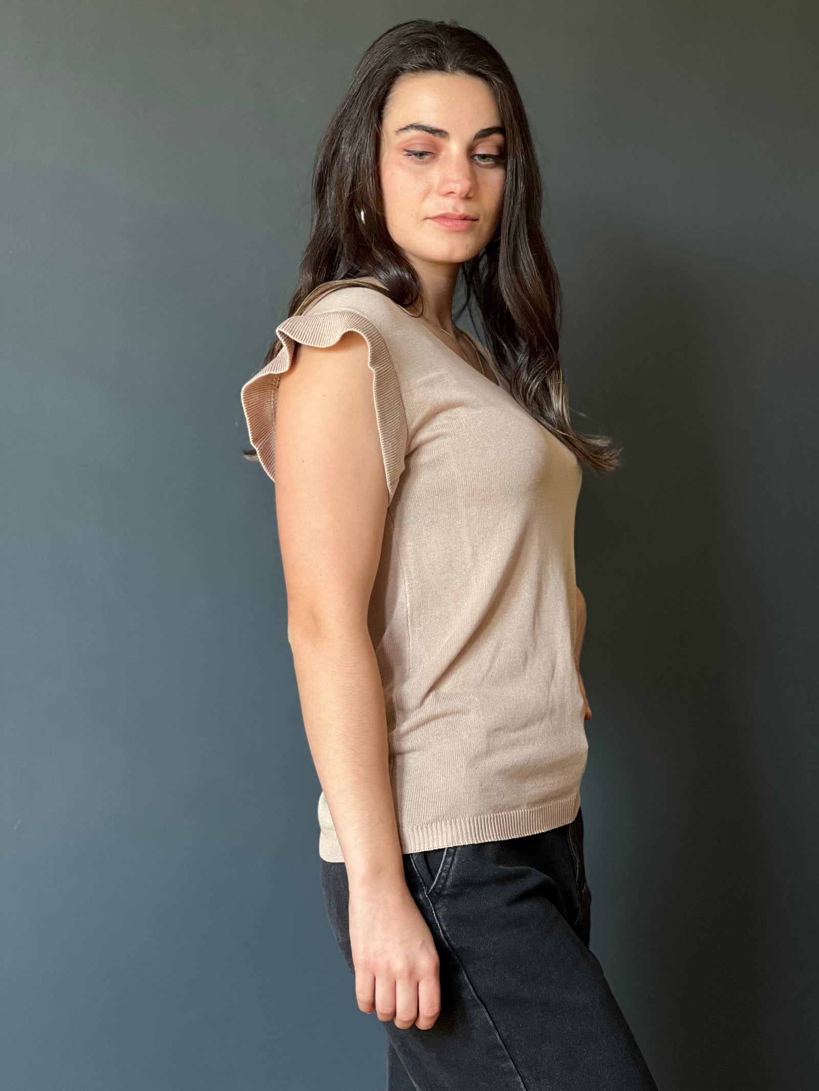 Polera Hilo Elena Beige Moda Deco por ti 