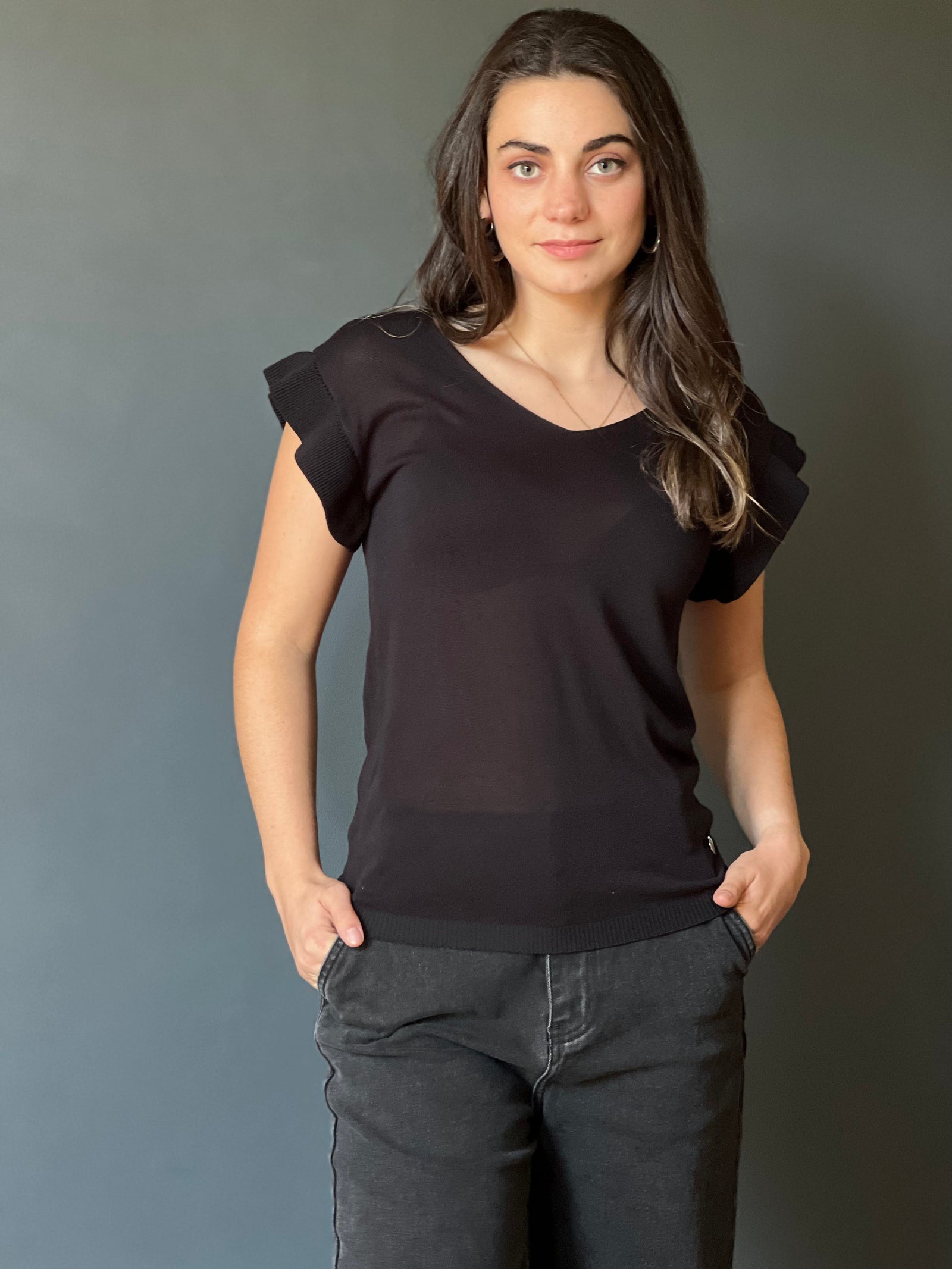 Polera Hilo Elena Negro Moda Deco por ti 