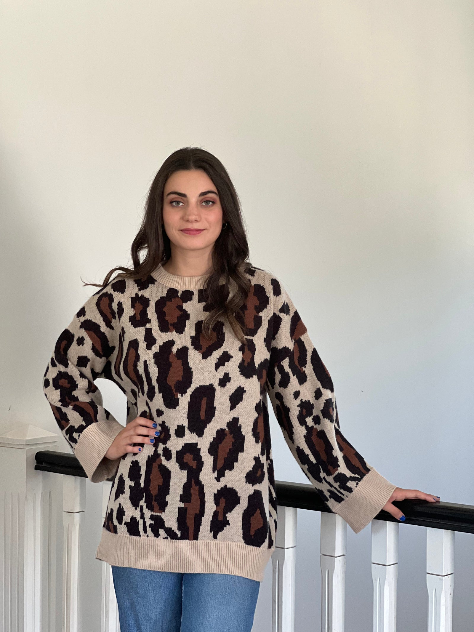 Sweater Oversize Selva Beige Moda Deco por ti 