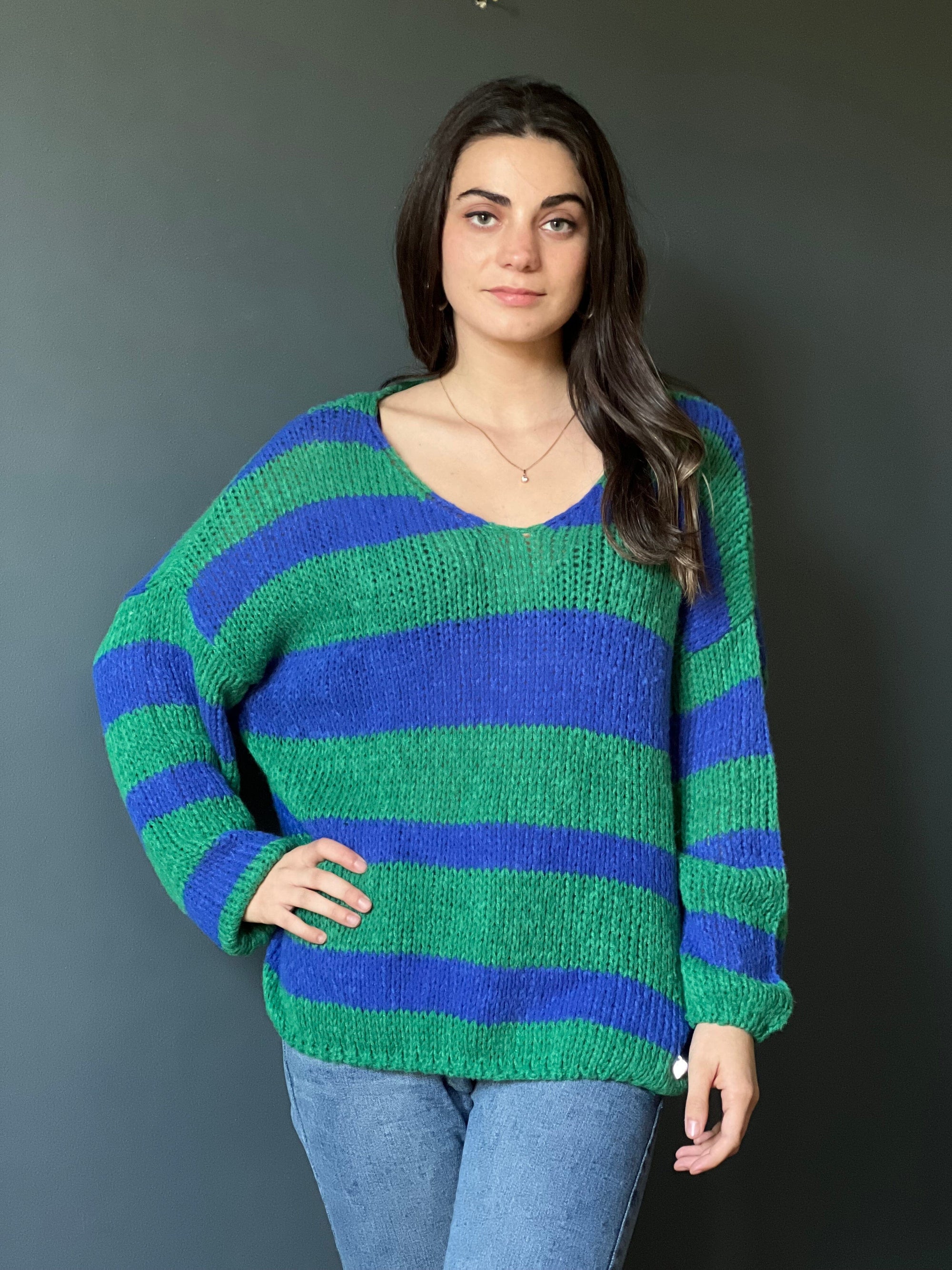Sweater Rayas Manena Verde Moda Deco por ti 