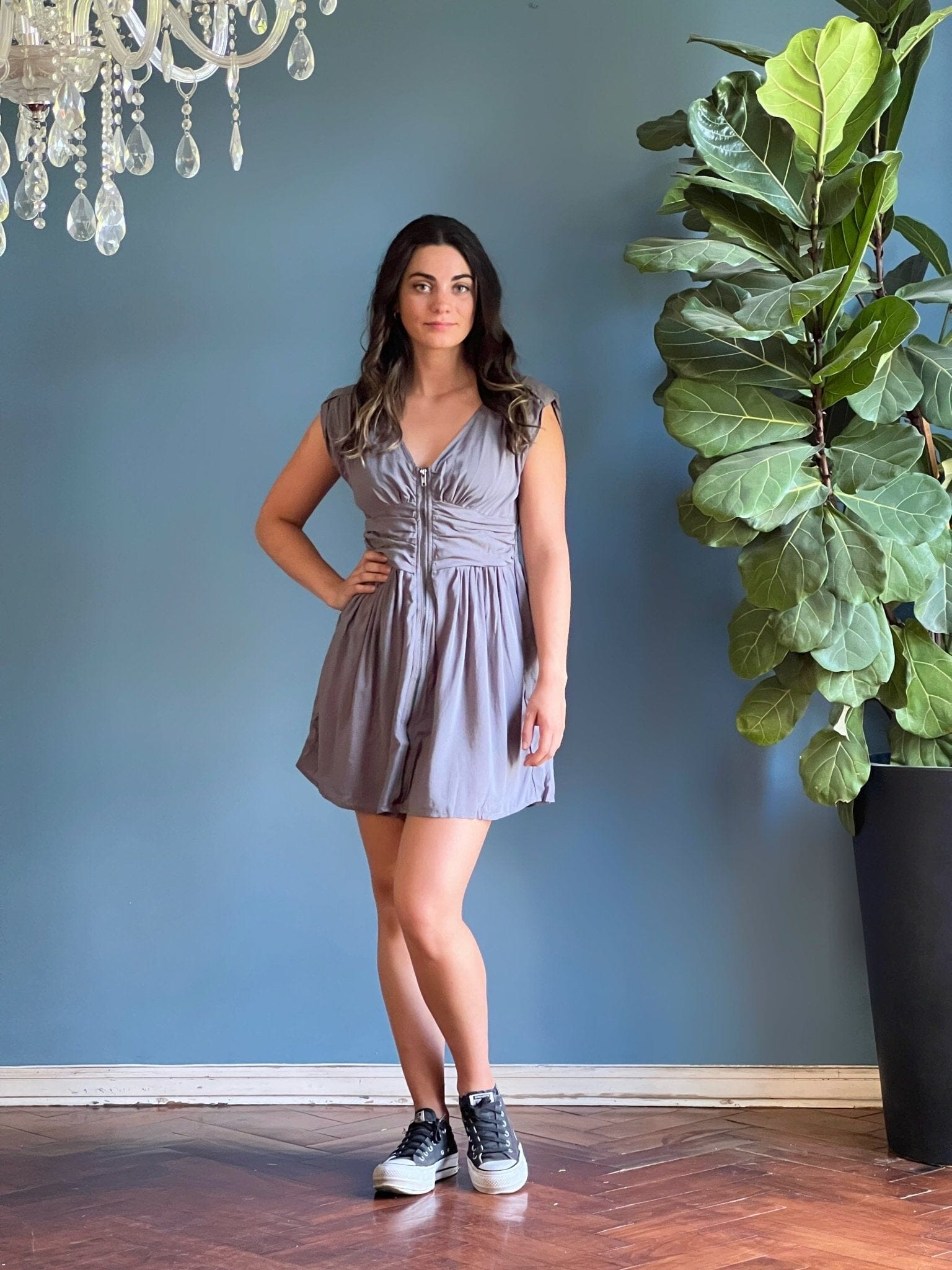 Vestido Cierre Gris Moda Deco por ti 