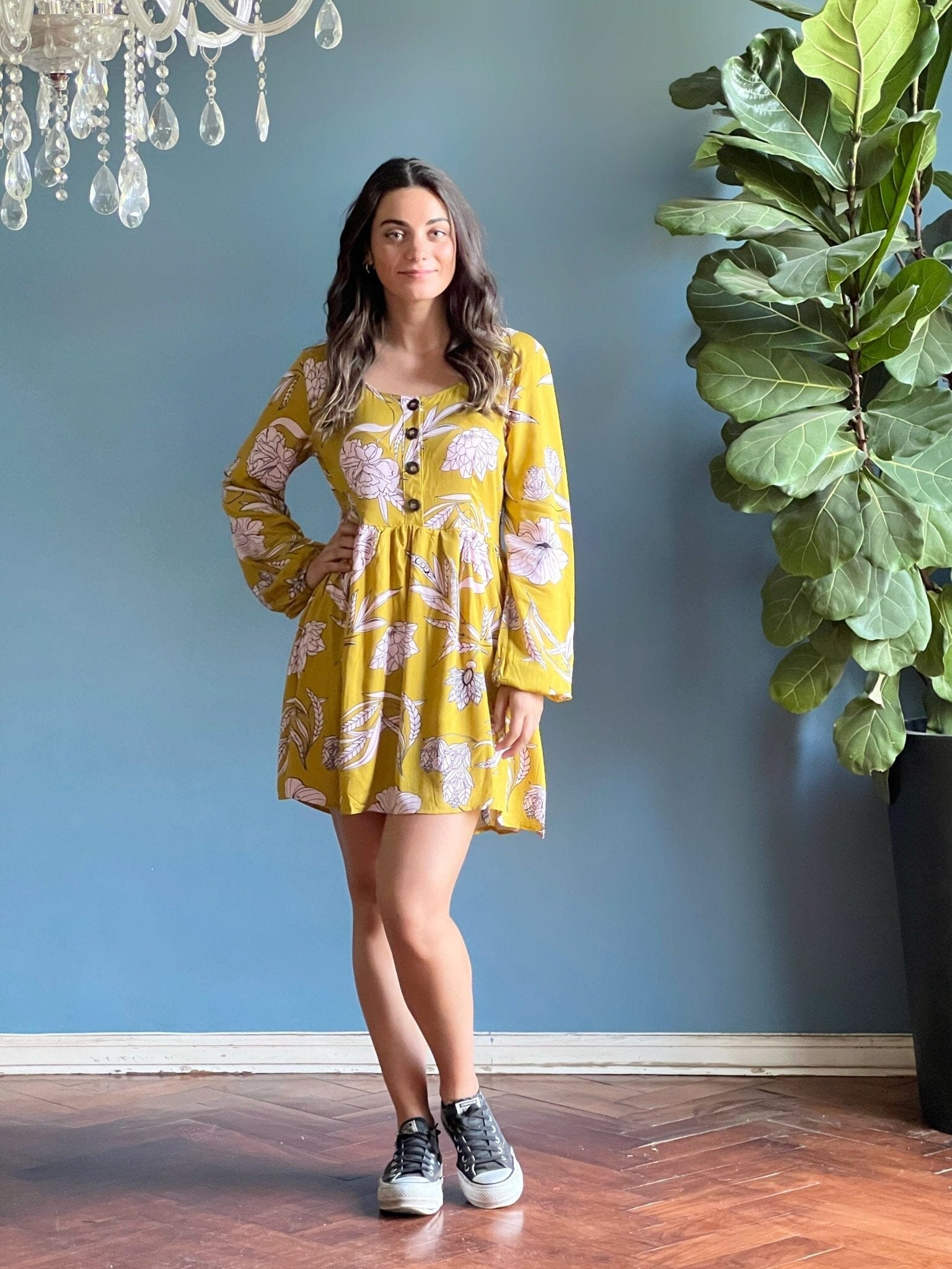 Vestido Floral Mostaza Moda Deco por ti 