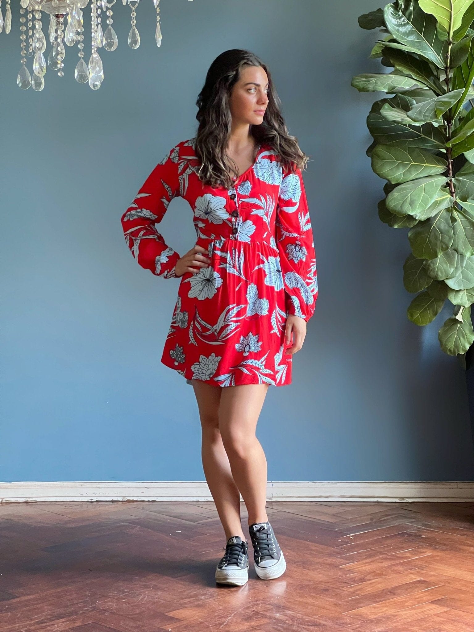 Vestido Floral Rojo Moda Deco por ti 