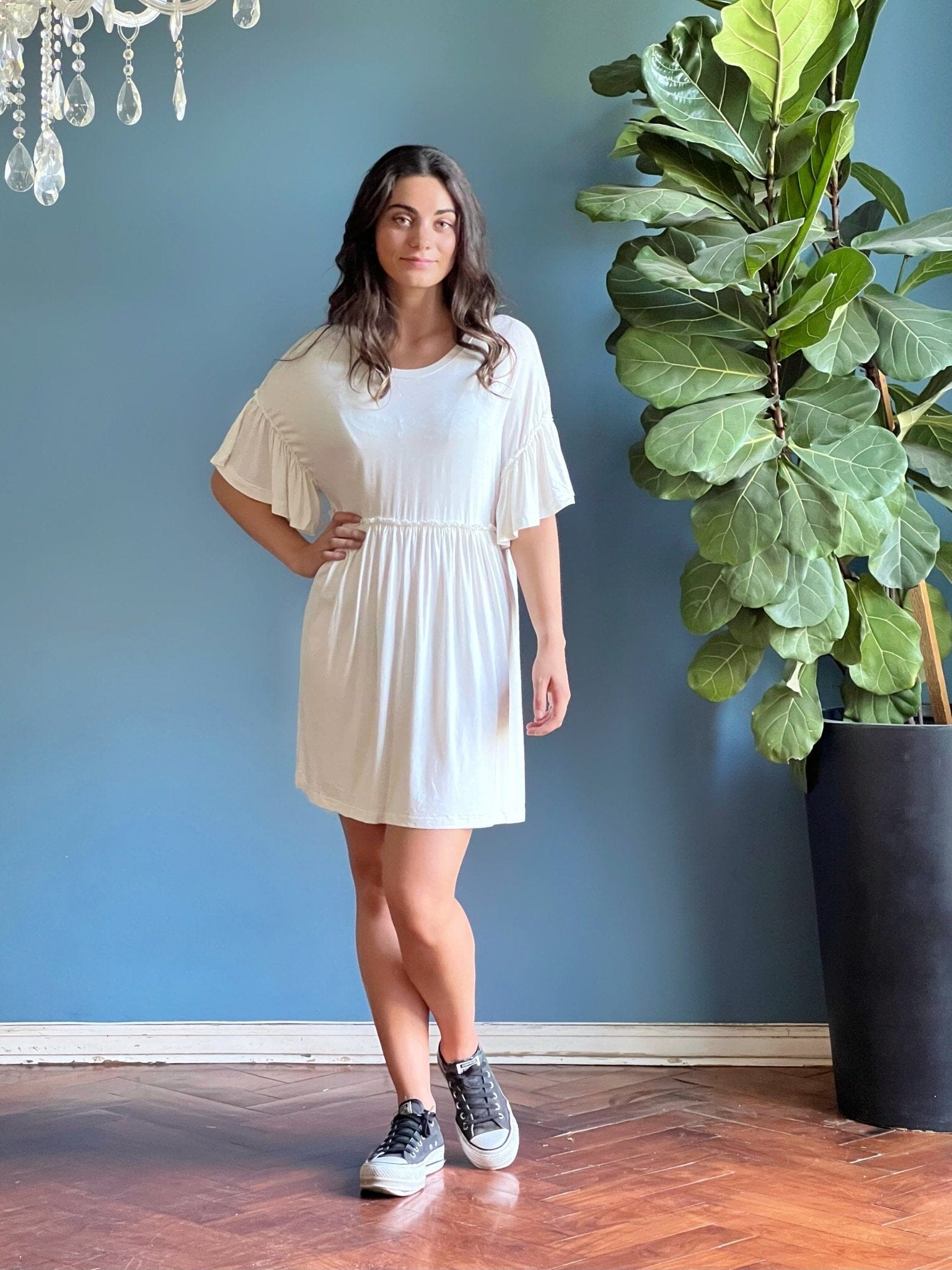 Vestido Pinzas Blanco Moda Deco por ti 